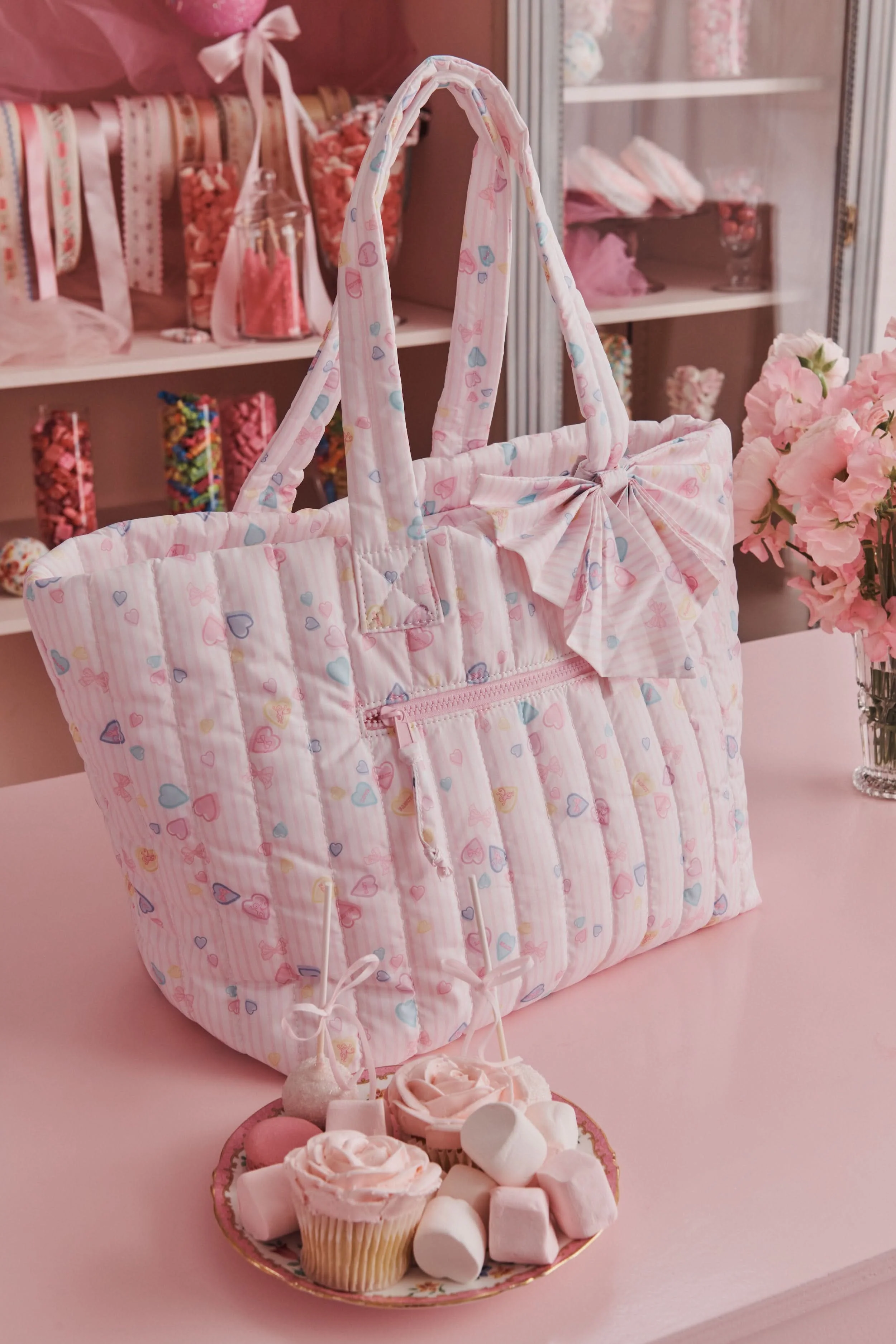 Candy Heart Stripe Quilted Tote - Image 2