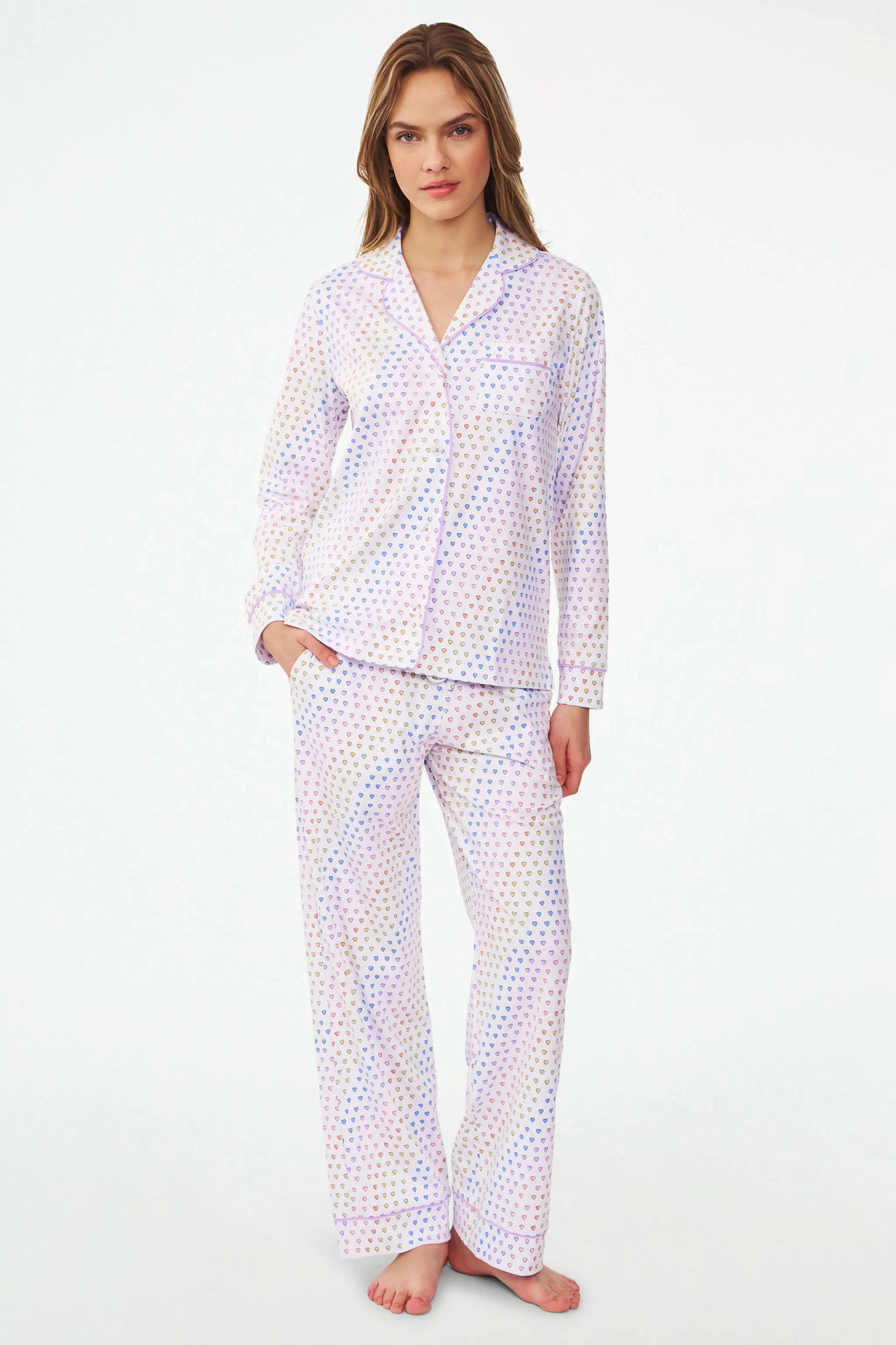 Disco Hearts Long Sleeve Polo Pajamas