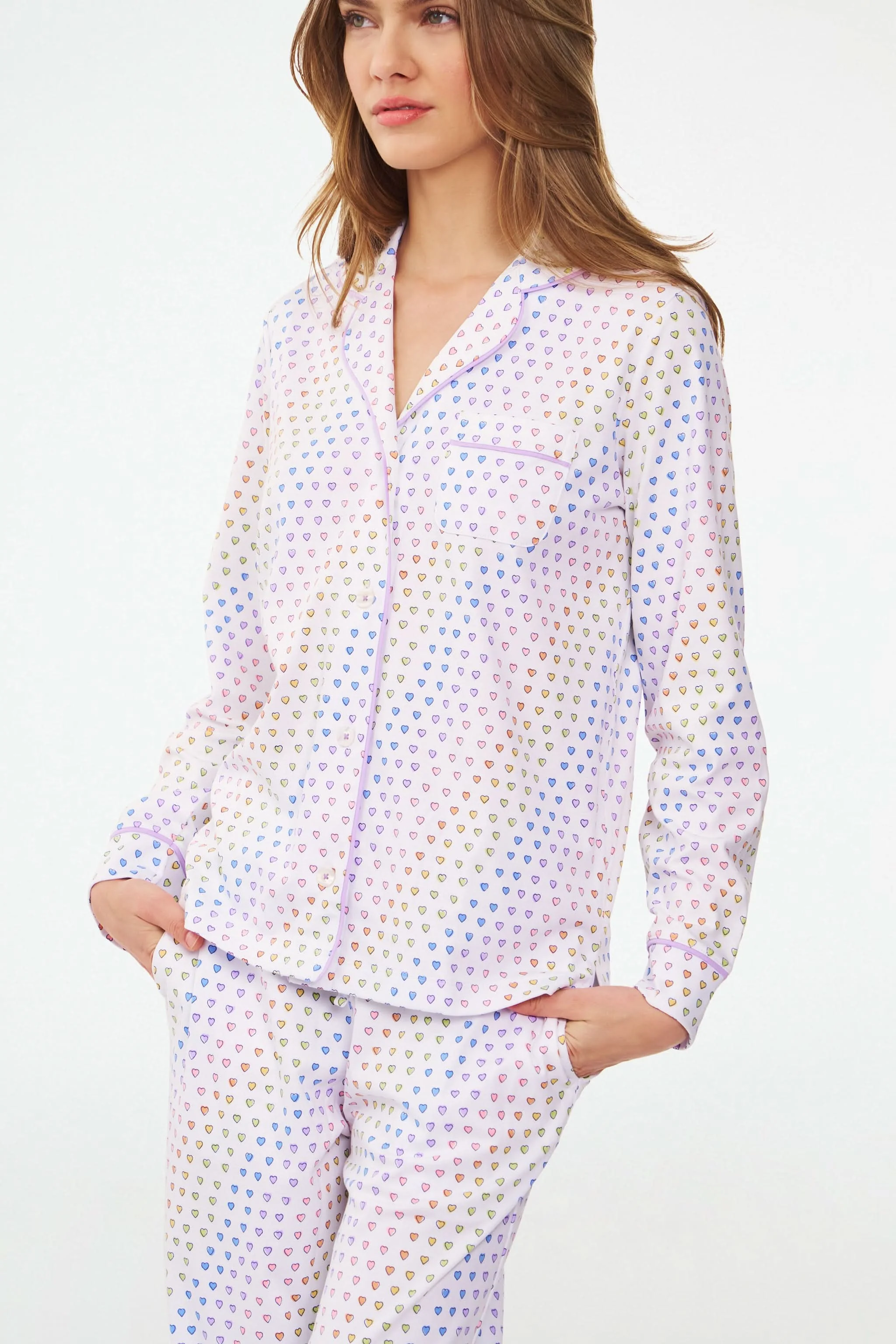 Disco Hearts Long Sleeve Polo Pajamas - Image 3