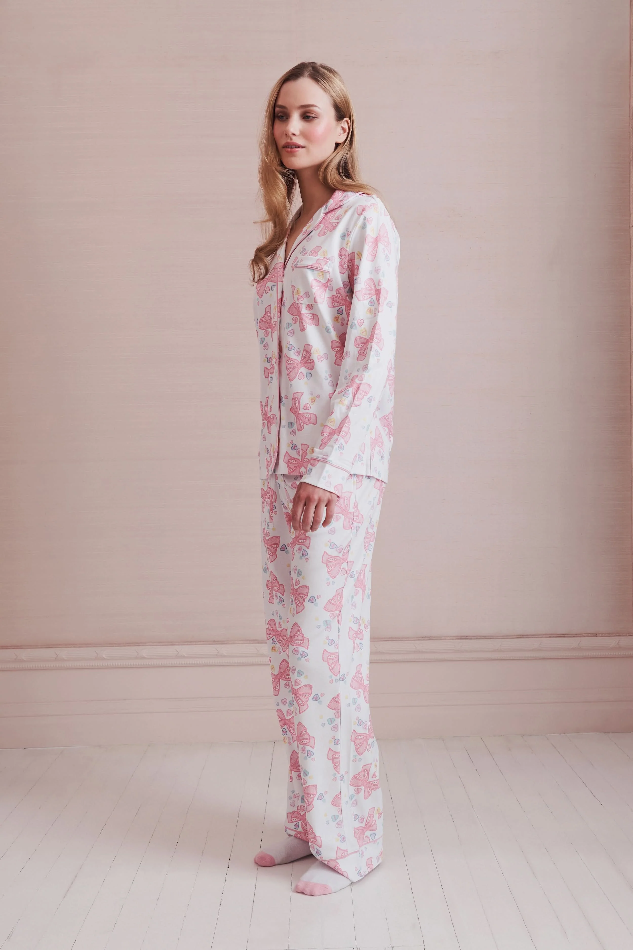 Doily Beaux Long Sleeve Polo Pajamas - Image 3