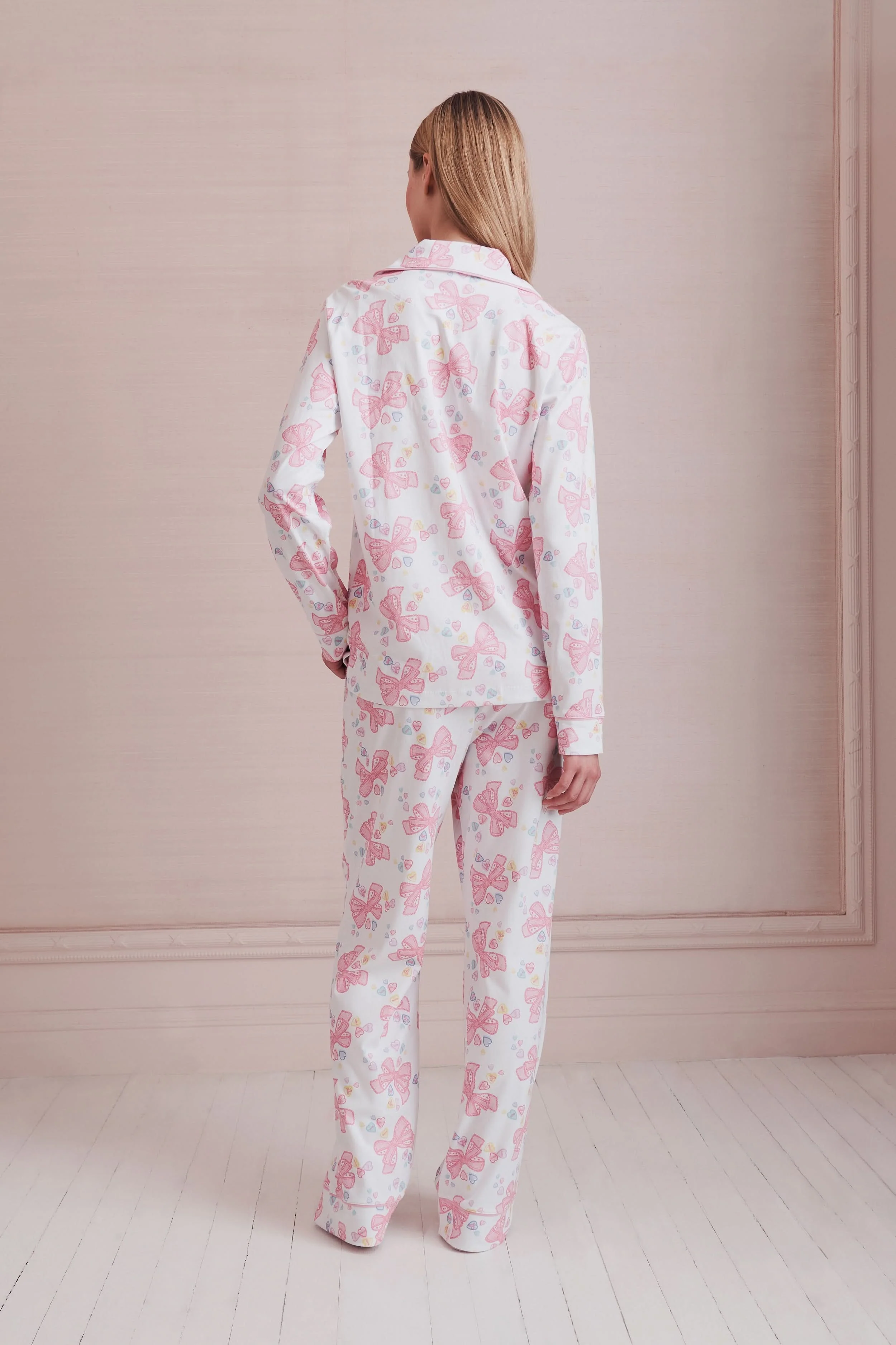 Doily Beaux Long Sleeve Polo Pajamas - Image 4