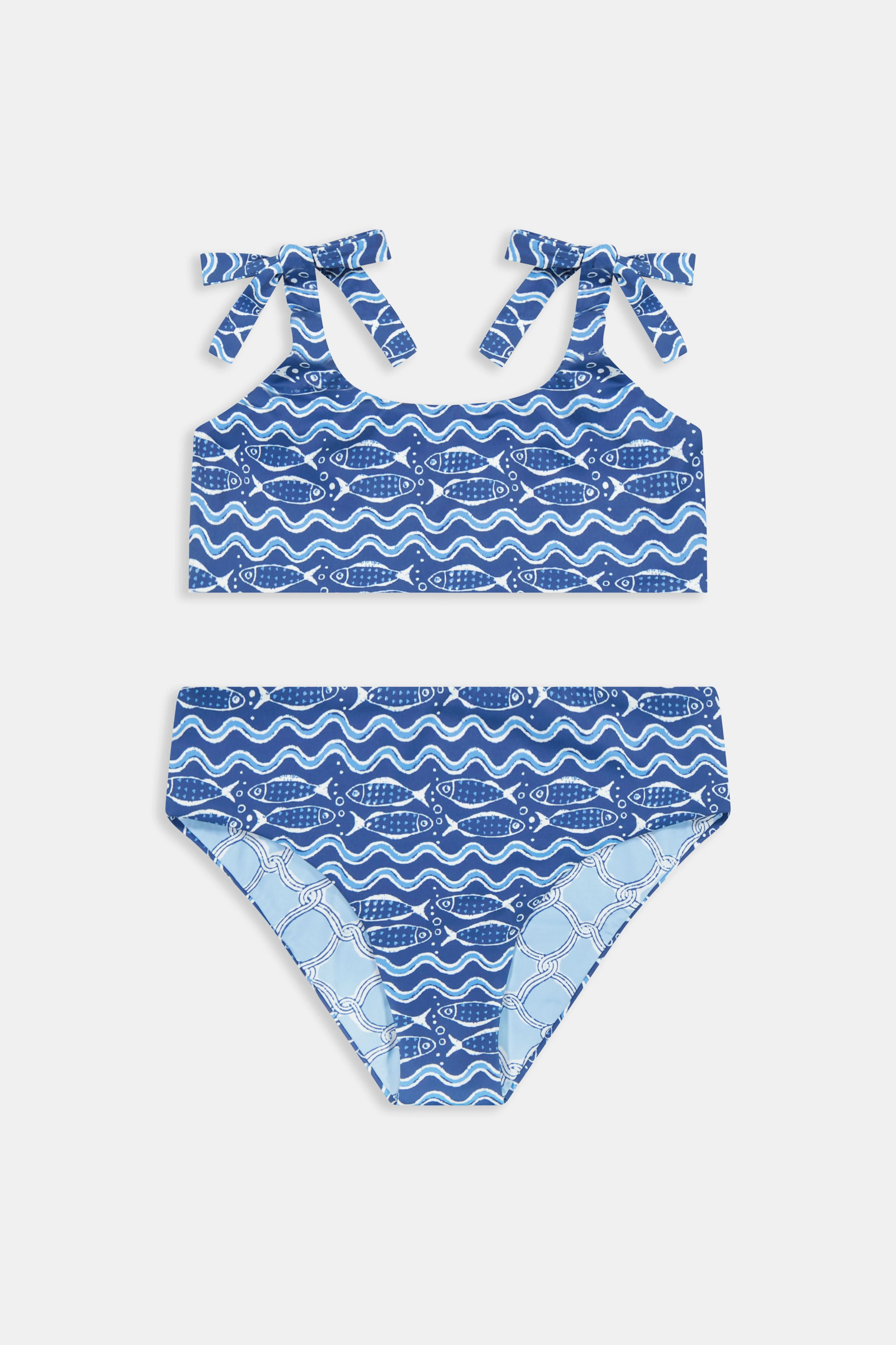 Kids Fish Stripe/Ruban Reversible Cora Bikini - Image 7