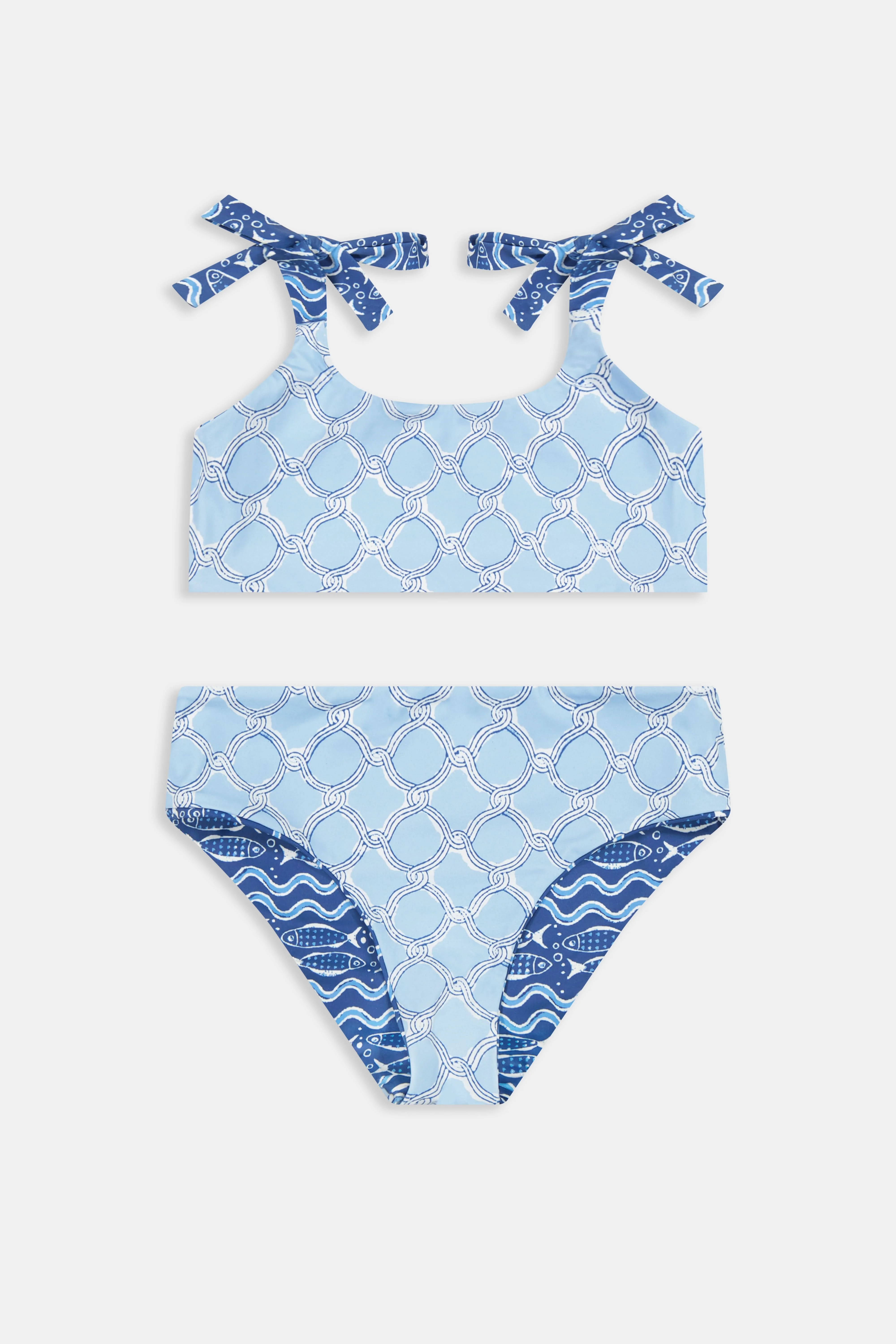 Kids Fish Stripe/Ruban Reversible Cora Bikini - Image 8