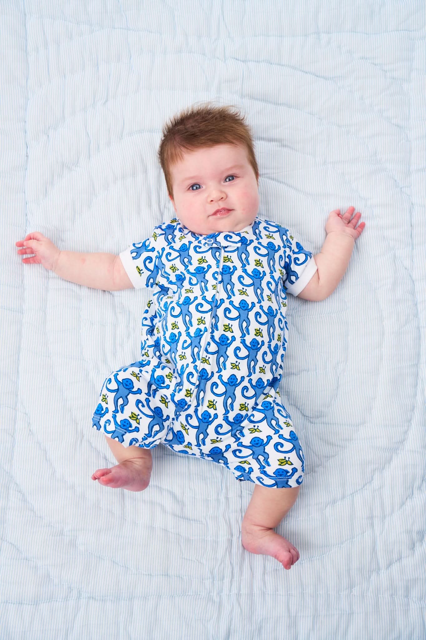 Infant Monkey Short Sleeve Zipper Onesie - Image 2