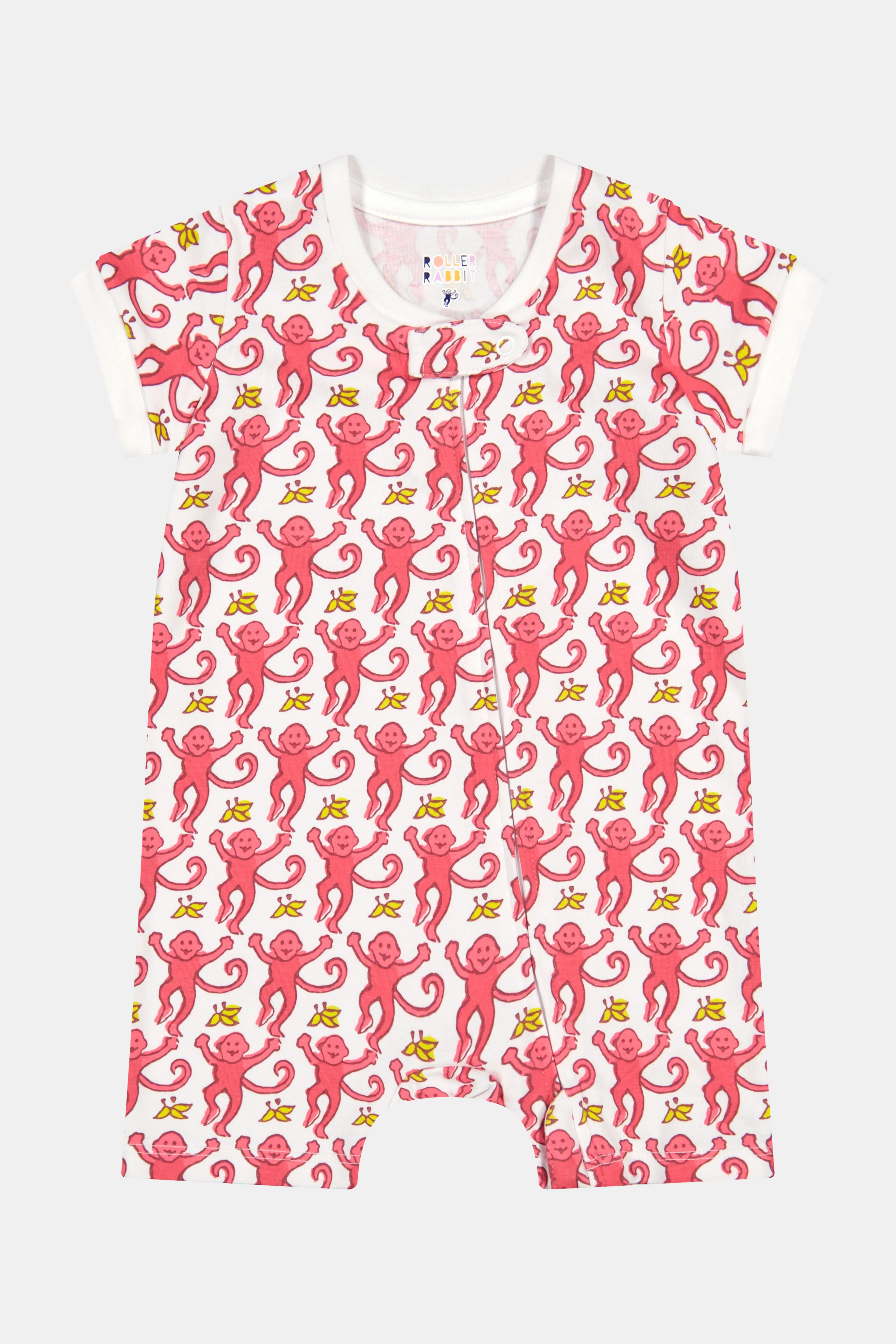 Infant Monkey Short Sleeve Zipper Onesie