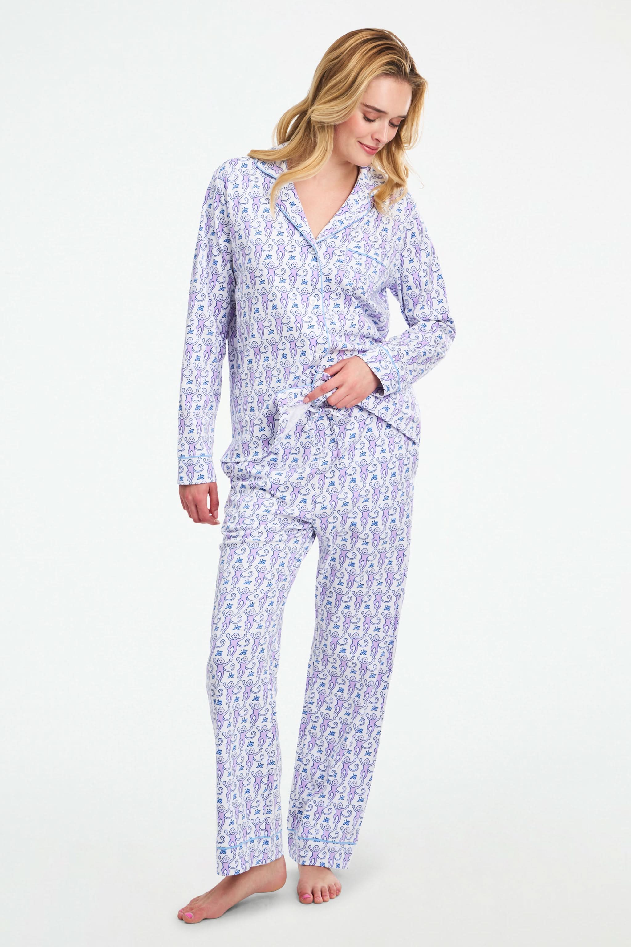 Monkey Long Sleeve Polo Pajamas - Image 6