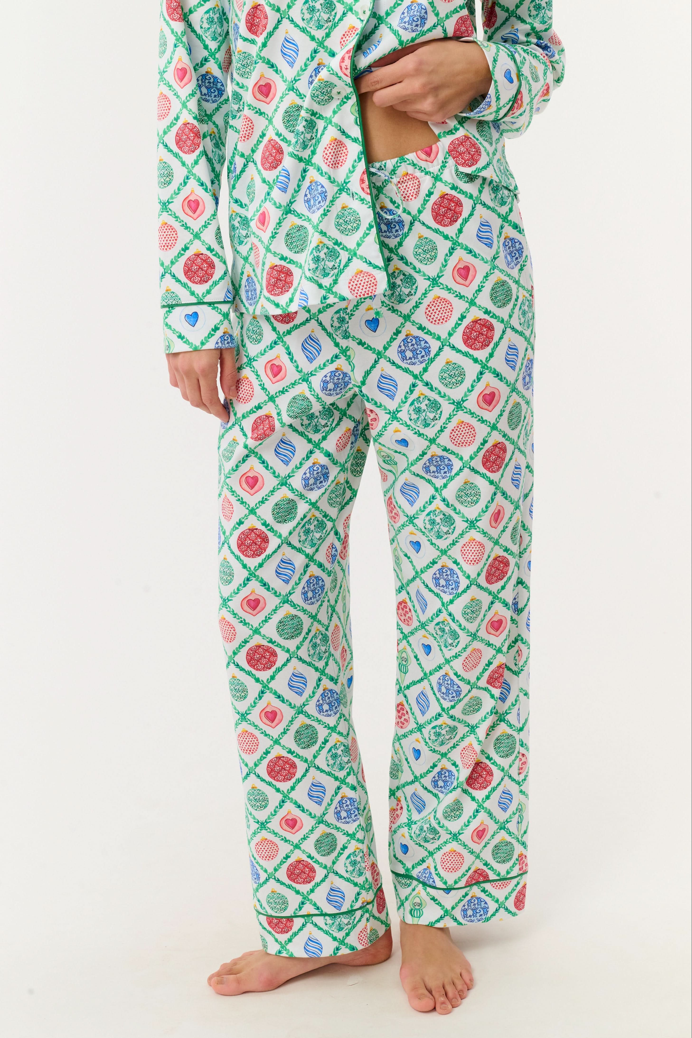Ornament Trellis Long Sleeve Polo Pajamas - Image 3