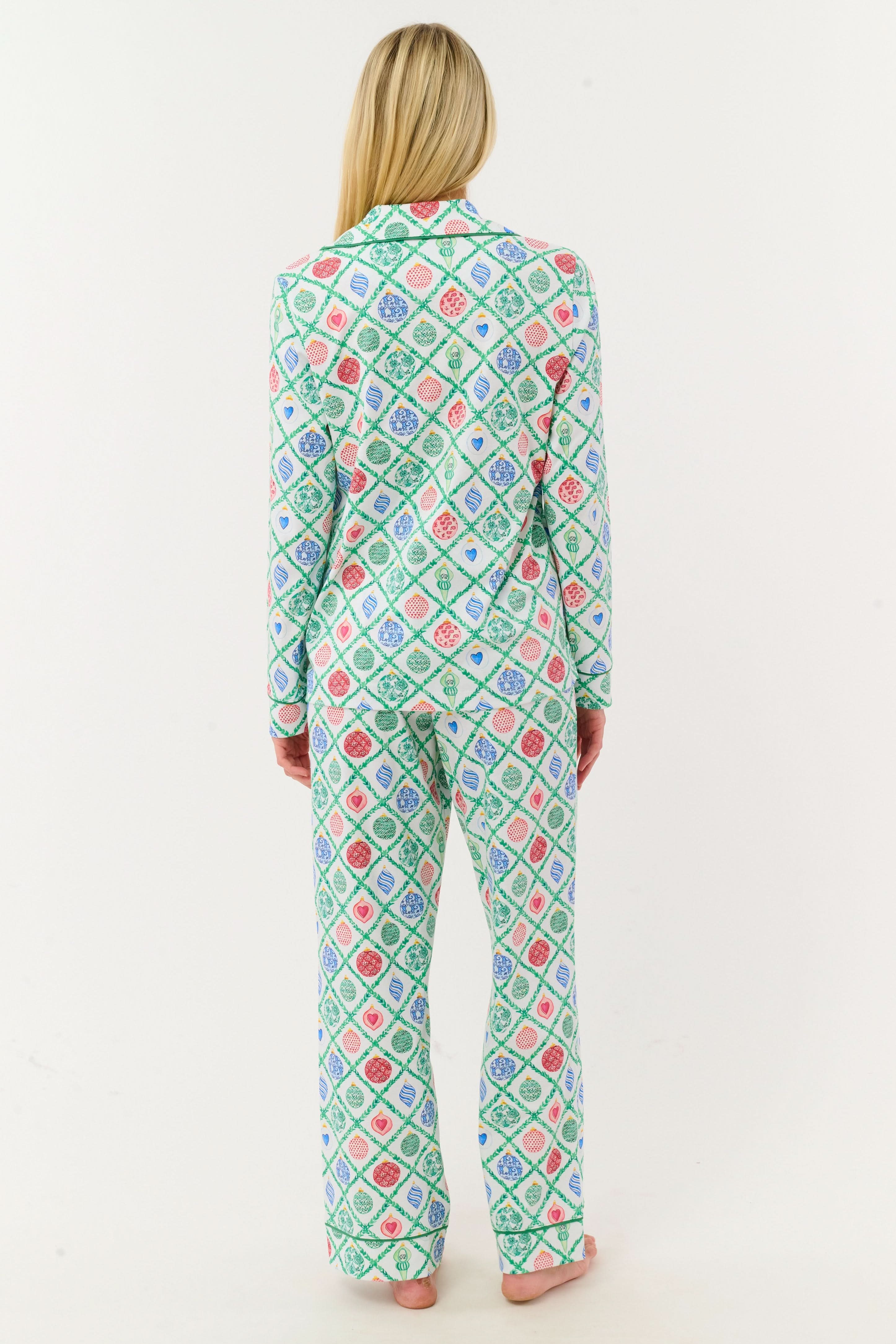 Ornament Trellis Long Sleeve Polo Pajamas - Image 4