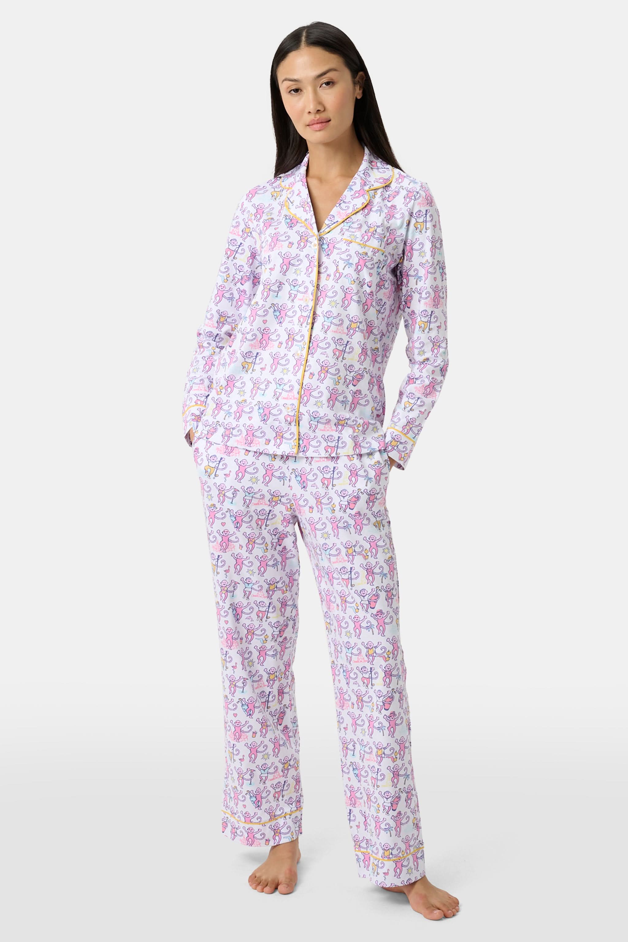 Palm Beach Monkey Long Sleeve Polo Pajamas