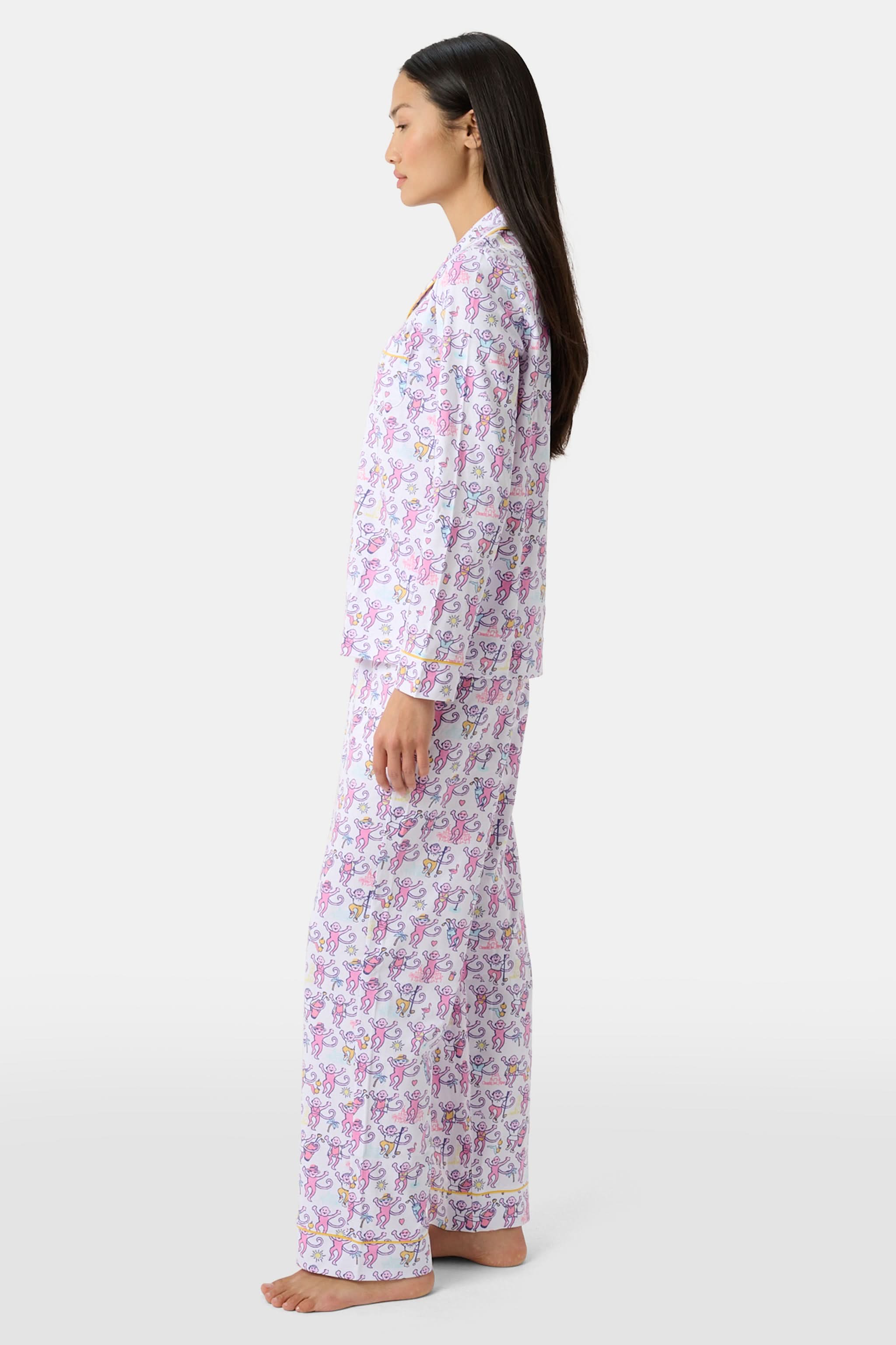 Palm Beach Monkey Long Sleeve Polo Pajamas - Image 3