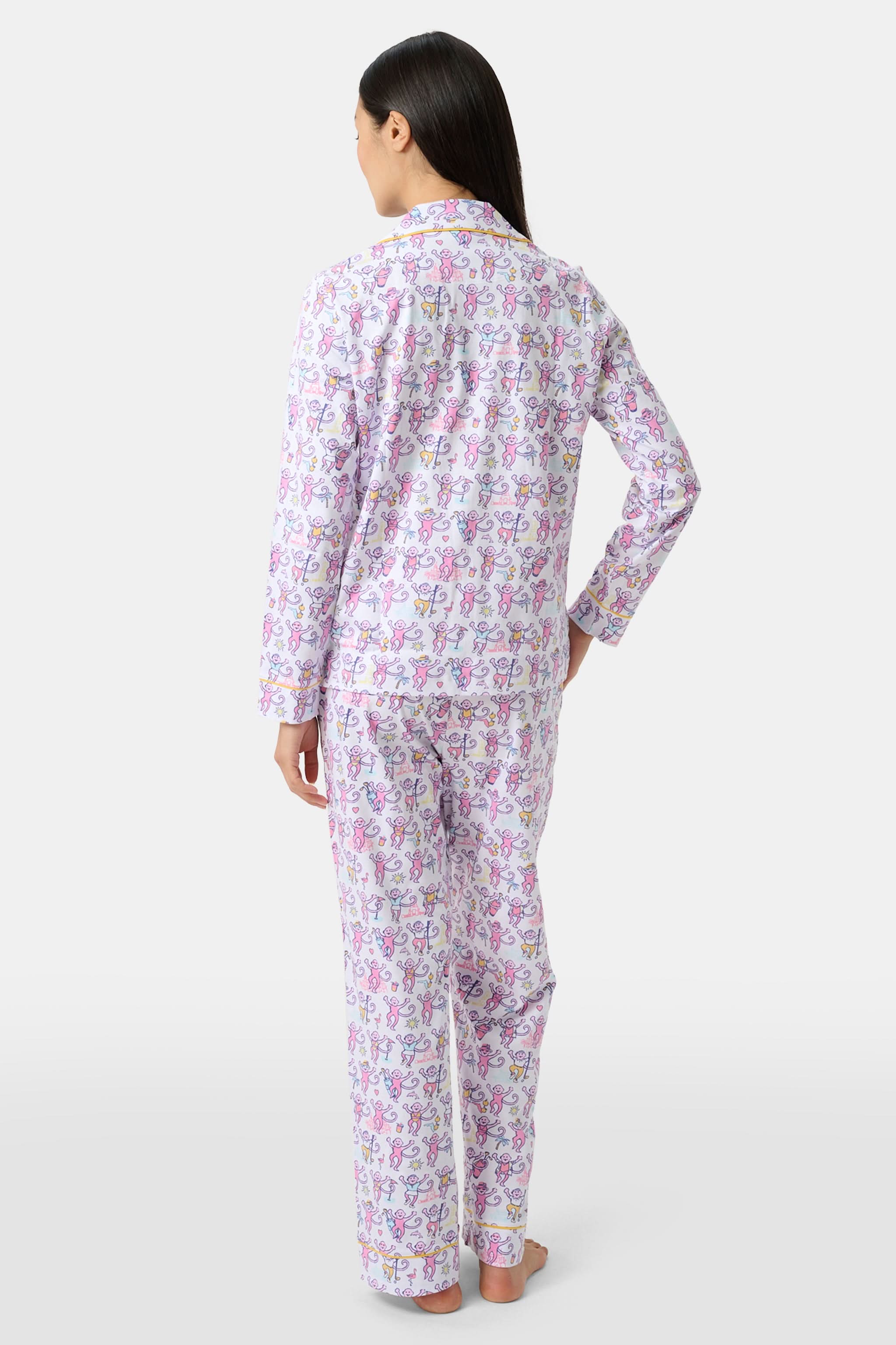 Palm Beach Monkey Long Sleeve Polo Pajamas - Image 4