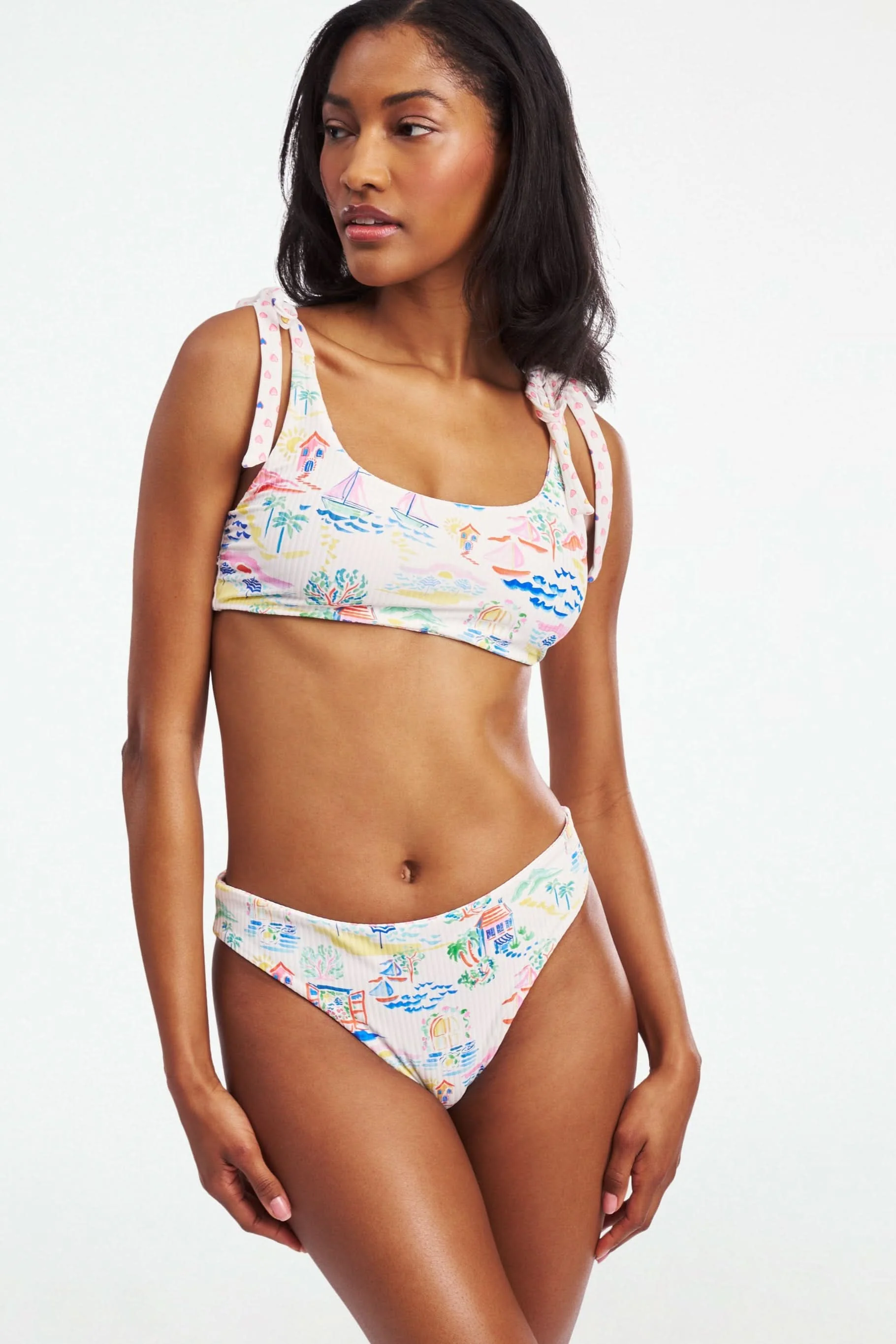 Pop Hearts/Riviera Wake Reversible Bikini Top - Image 3