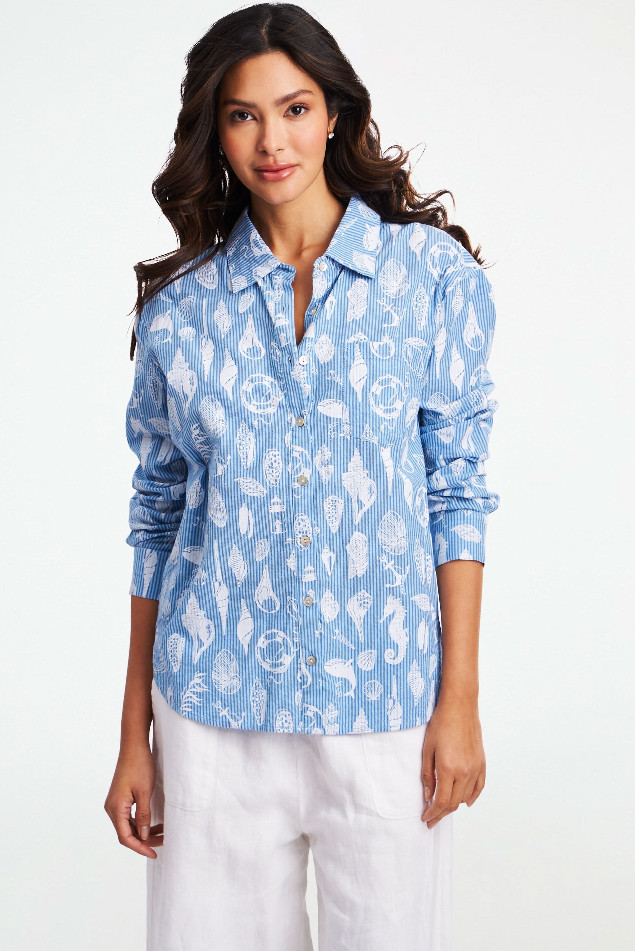 Seaside Stripe Boyfriend Shirt - Image 3