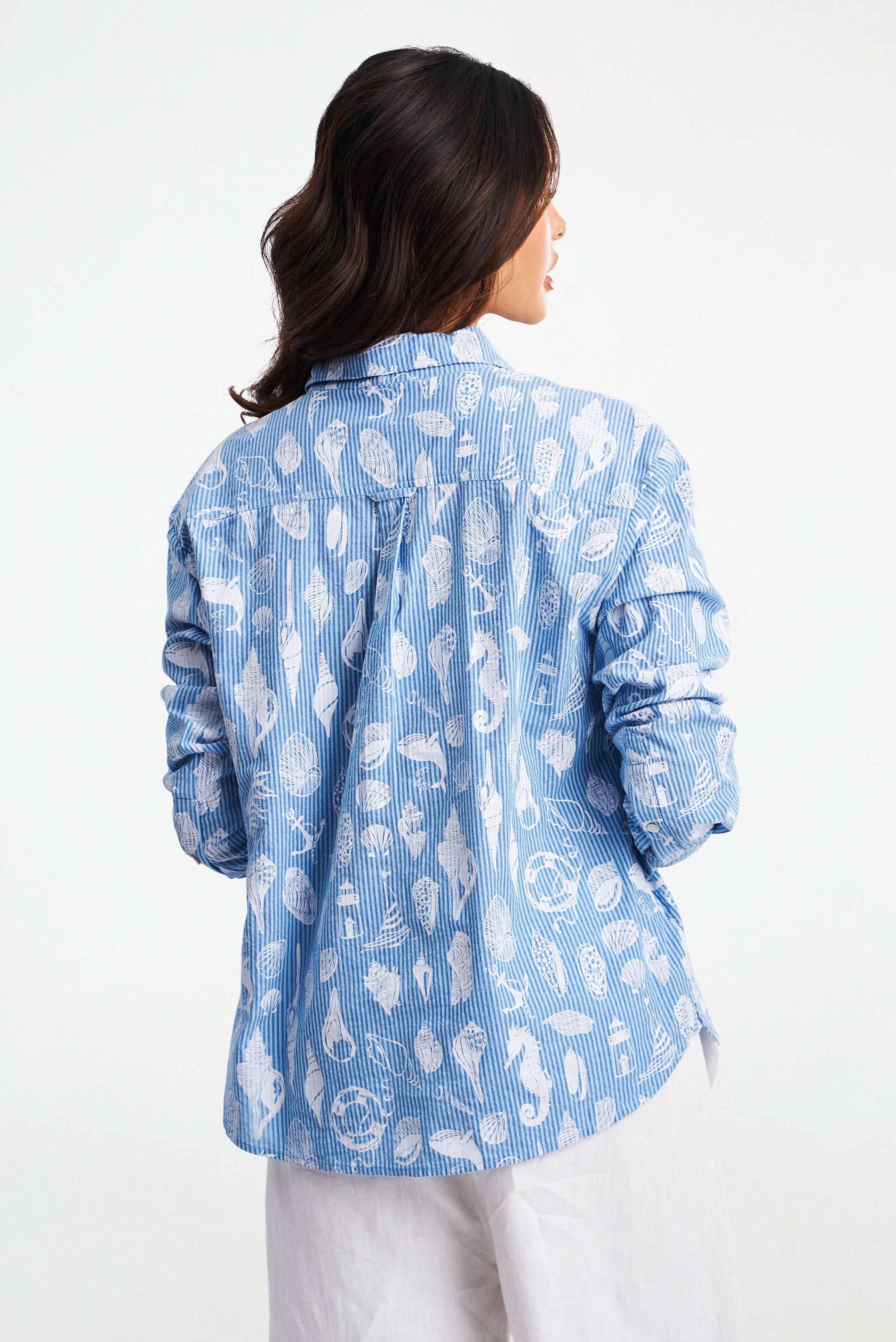 Seaside Stripe Boyfriend Shirt - Image 5
