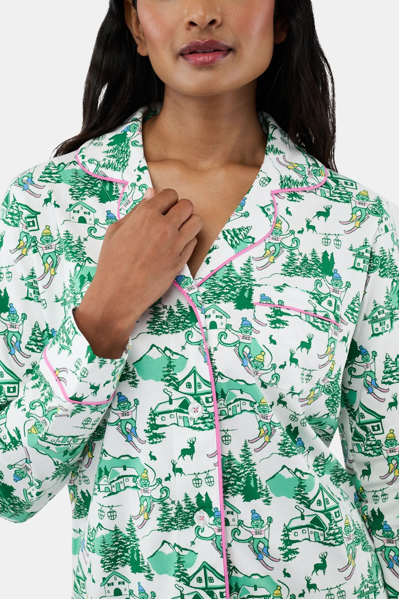 Ski Toile Long Sleeve Polo Pajamas - Image 2