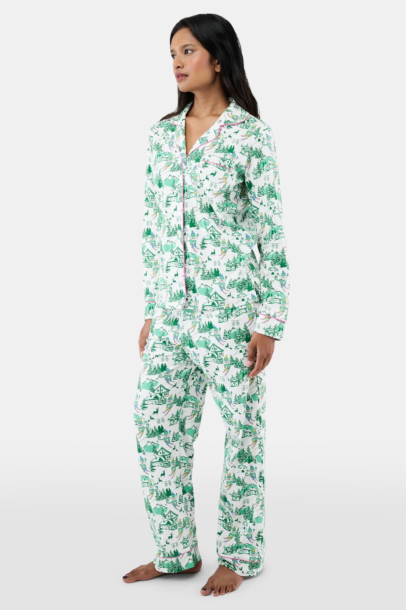 Ski Toile Long Sleeve Polo Pajamas - Image 3