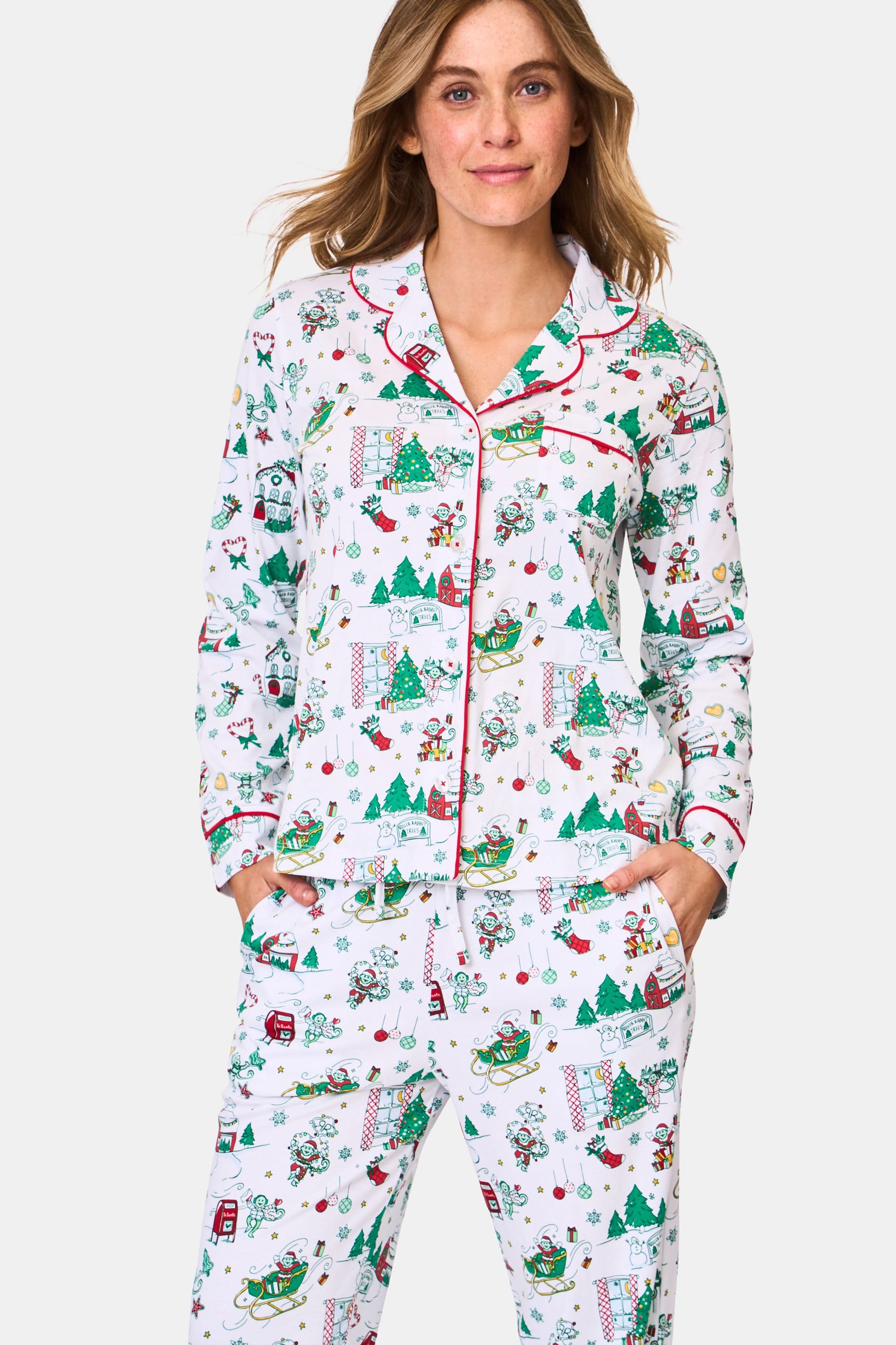 Snow Village Long Sleeve Polo Pajamas - Image 2
