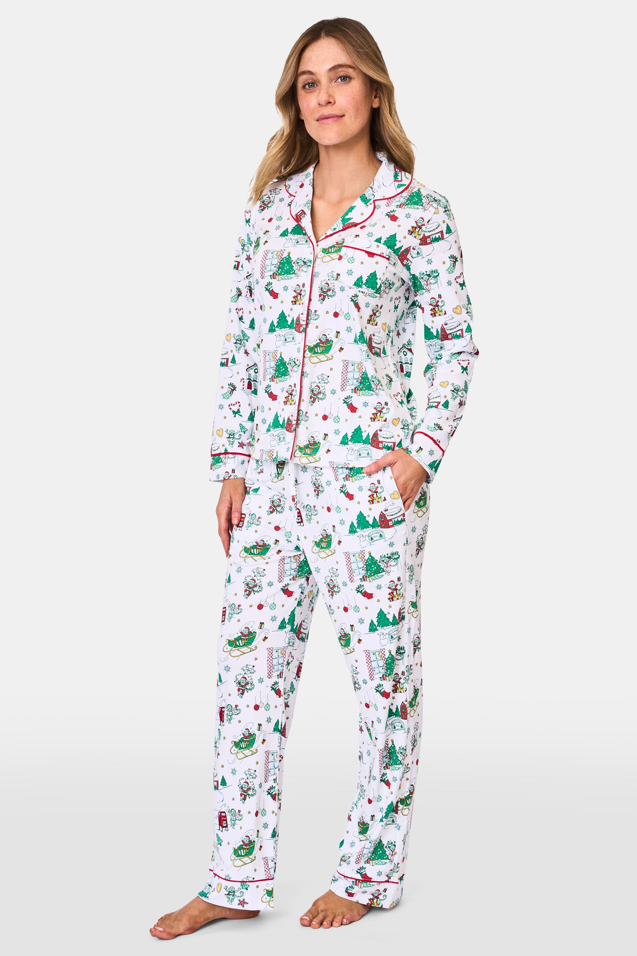 Snow Village Long Sleeve Polo Pajamas - Image 3